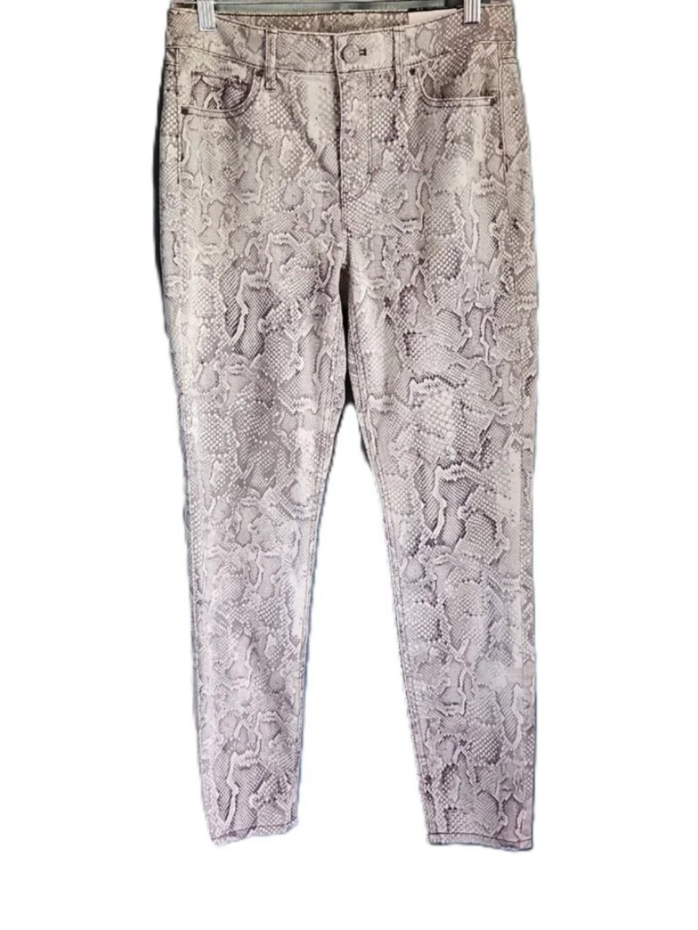 White House Black Market Gray & White Snake Print High-Rise Skinny Jeans -4 NWT